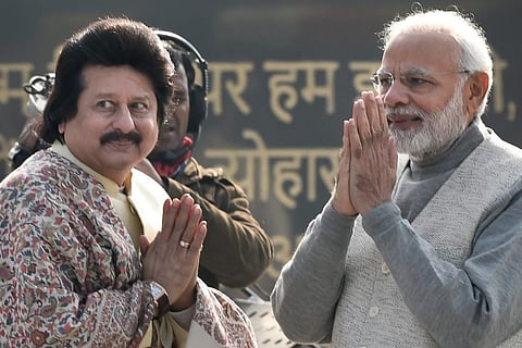 PM Modi with Pankaj Udhas