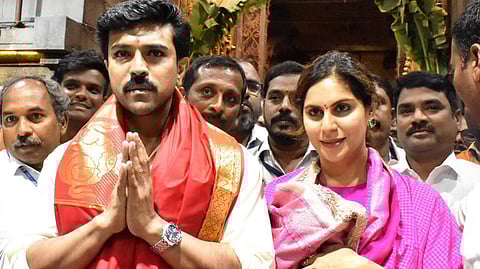 Ram Charan, wife Upasana seek Lord Venkateswara's blessings at Tirupati on actor's 39th birthday