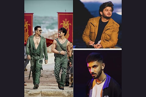 (Clockwise from left) A still from the film, Vishal and Anirudh