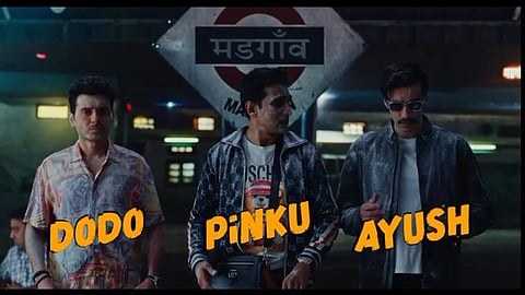 (L-R) Divyenndu, Pratik Gandhi, and Avinash Tiwary in the first look of Madgaon Express