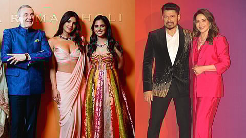In frame: Priyanka Chopra with Isha Ambani (L); Madhuri Dixit with Shriram Nene