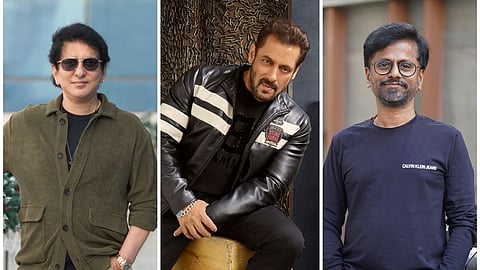 Sajid Nadiadwala (L), Salman Khan (C) and AR Murugadoss (R)
