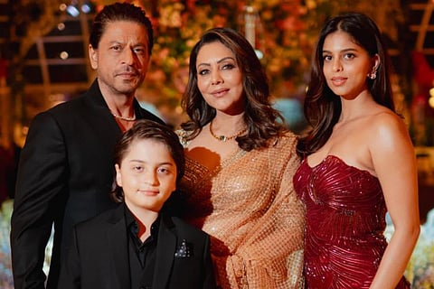 In frame: Shah Rukh Khan, Gauri Khan with Suhana Khan and AbRam Khan at Anant Ambani pre-wedding celebrations