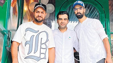 (From left) Farhan Waheed, Javid Parsa, Farhan Paray