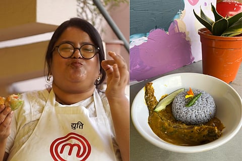 Dyuti Banerjee (L); a dish created by her