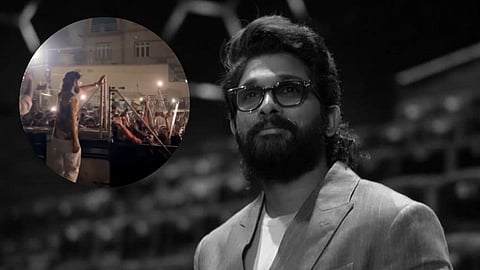 Birthday boy Allu Arjun greets a swarm of fans outside his Hyderabad home