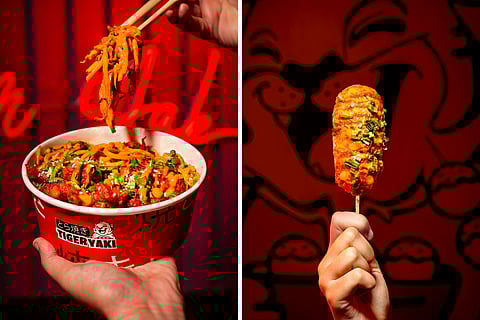 (L-R) Fiery Tiger Bowl, Non-veg Corndog