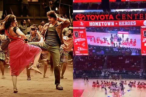 In frame: Mahesh Babu and Sreeleela in Kurchi Madathapetti (L); Performance at NBA (R)