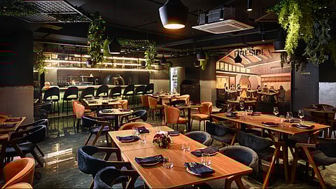 Interiors of Fireside: Flame Craft Dining