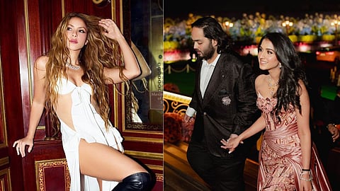 In frame: Shakira (L); Anant Ambani and Radhika Merchant (R)