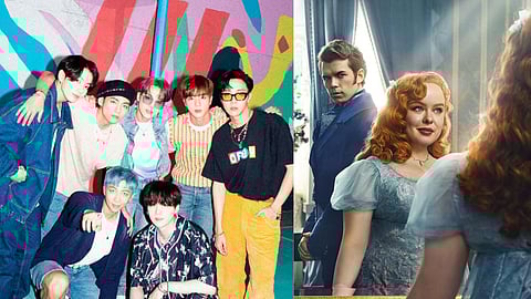 In frame: BTS (L), Bridgerton season 3 poster (L)