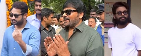 Chiranjeevi, Jr NTR, Allu Arjun cast votes in Hyderabad