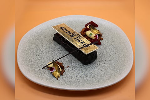 The Golden Ticket dessert inspired from the 1971 film Willy Wonka and The Chocolate Factory