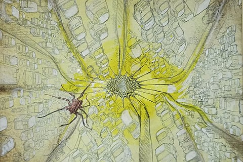 An artwork from 'One Foot Forward' at MKF Museum of Art, Bengaluru