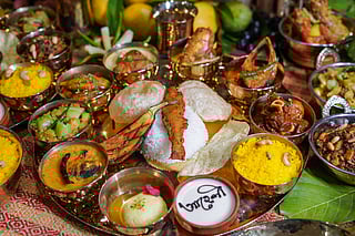 Jamai Sasthi thali at Aaheli