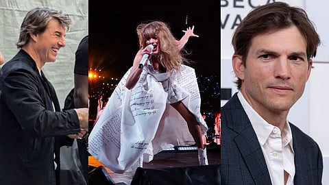 In frame: Tom Cruise (L), Taylor Swift (C); Ashton Kutcher (R)