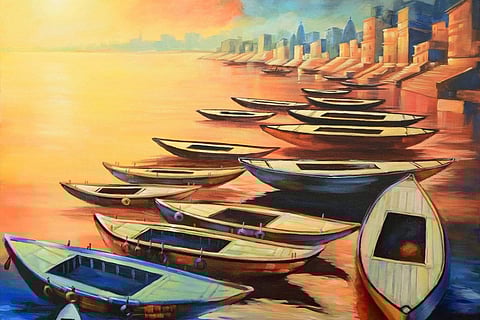 Bend in the river: Nikita Agarwal’s solo exhibition 'Ripples of Reflection' transports you to the ghats of Varanasi