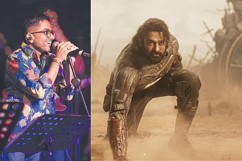 (Left) Vijaynarain; (Right) Prabhas as Bhairava in a still from 'Kalki 2898 AD'