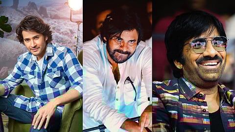 In frame: Mahesh Babu (R); Pawan (C); Ravi Teja (L)