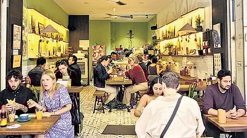 In frame: Tourists at a local eatery
