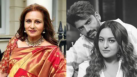 In frame: Poonam Dhillon (L); Sonakshi and Zaheer (R)