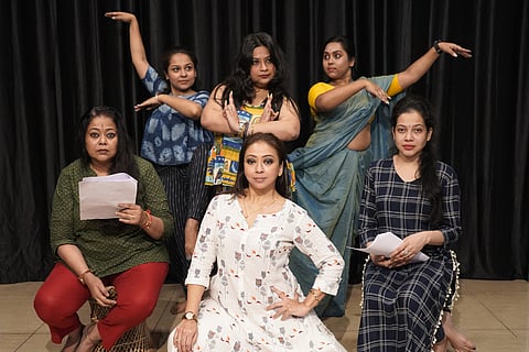 A still from the rehearsals of the performance