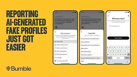 Users on Bumble will now be able to report profiles using AI DPs