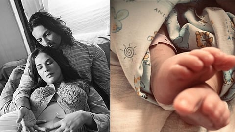Richa Chadha, Ali Fazal (L); Their newborn baby