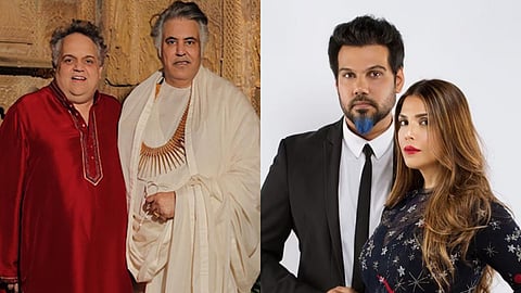 Abu Jani and Sandeep Khosla (L); Shane Peacock and Falguni (R)