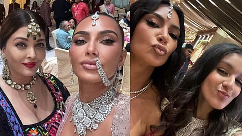 In frame: Aishwarya Rai with Kim Kardashian (L); Kim with Sitara (R)