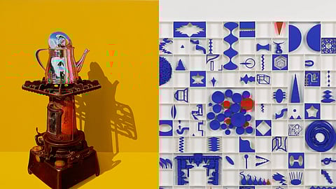 From the exhibition display- (L) Past Forward and (R) Cabinet of Curiosities