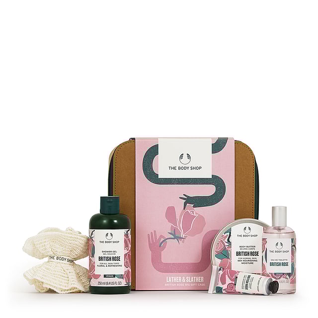 The Body Shop Lather & Slather British Rose Big Gift Case