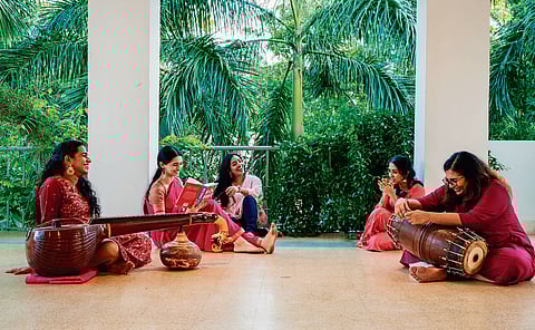 (L-R) Veena Venkatramani, Kavya Ganesh, Vishnupriya Rangarajan, Jyothsna Akilan, and Charu Hariharan