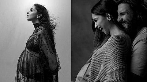 Deepika Padukone (L); Deepika with Ranveer Singh (R)