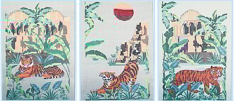 A series of jamdani tapestries, Riding the Tiger