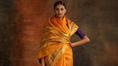 The solid gold khadi bordered-saris of Andhra Pradesh is now being revived by Tata Trusts’ Antaran initiative and WeaverStory