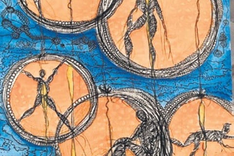 ‘Silos’ and ‘Breathless’, artworks by artist Anuj Prasad