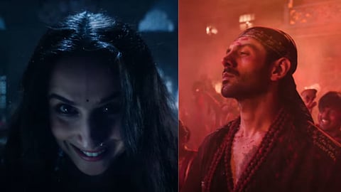 Vidya Balan and in Kartik Aaryan in Bhool Bhulaiyaa 3 teaser