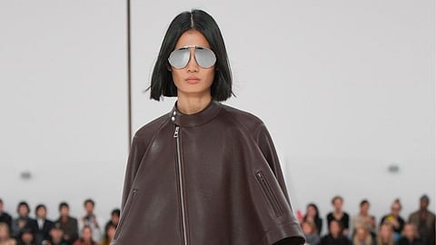 A model wears a creation as part of the Loewe Spring/Summer 2025 collection