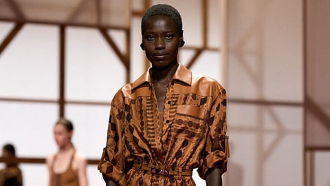 A model wears creations as part of the Hermès Spring/Summer 2025 collection