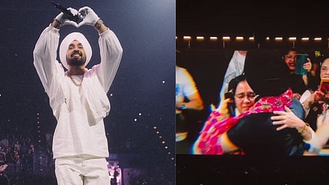 Diljit Dosanjh (L); Diljit with his mom (R)