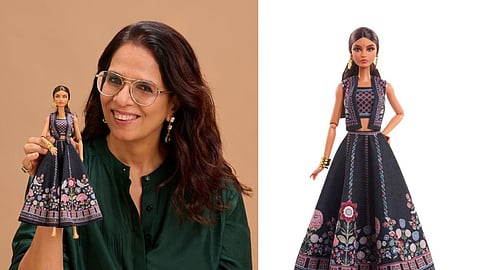 Anita Dongre (L); Barbie Signature Diwali doll (R)