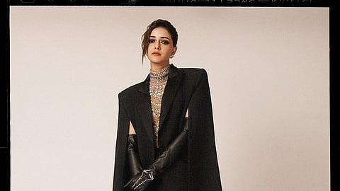 Ananya Panday looks glamorous in a black cape blazer with a bedazzled bodysuit