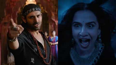 Kartik Aaryan (L), Vidya Balan (R)