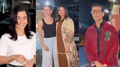 Rashmika Mandanna (L),Alia Bhatt and Shaheen Bhatt (C), Karan Johar (R)