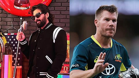Allu Arjun (L); David Warner (R)