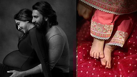 Deepika Padukone and Ranveer Singh (L); Dua Padukone Singh (R)