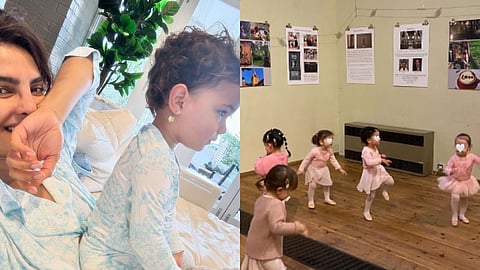 Priyanka Chopra and Malti Marie Chopra Jonas (L); Malti Marie at a ballet class (R)