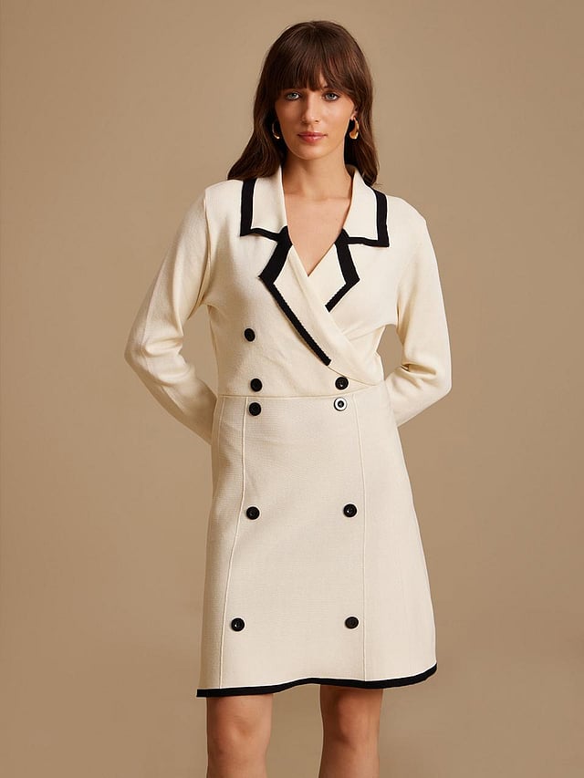 Kazo Two-Tone Knitted Mini Dress