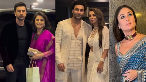 Ranbir Kapoor and Neetu Kapoor (L); Aadar Jain and Alekha Advani (C); Kareena Kapoor (R)